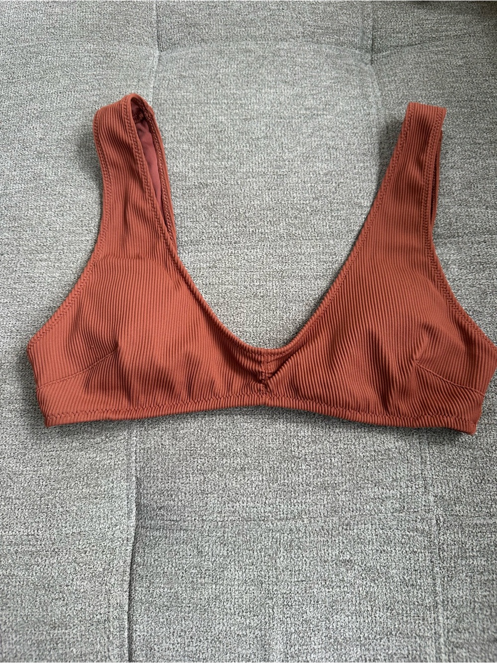 aerie Ribbed Scoop Bikini Top - Rust